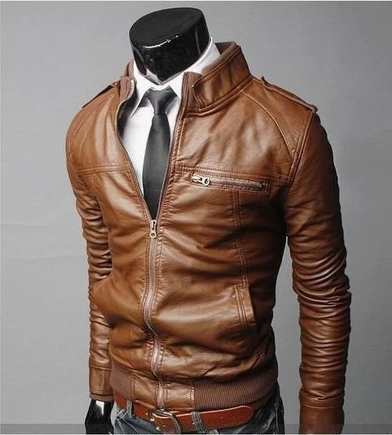 Men's Slim Motorcycle Leather Jacket
