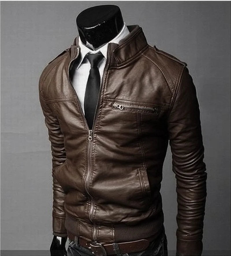 Men's Slim Motorcycle Leather Jacket
