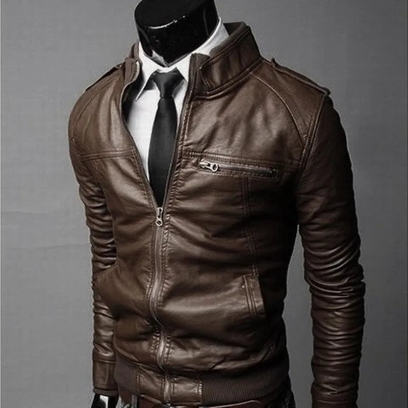 Men's Slim Motorcycle Leather Jacket