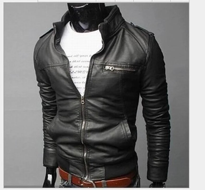 Men's Slim Motorcycle Leather Jacket