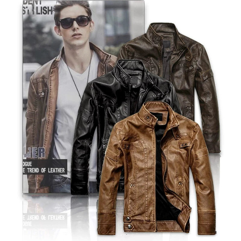 Men's Classic Motorcycle Leather Jacket