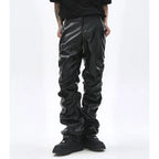 Men's Pleated PU Leather Pants