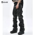 Men's Pleated PU Leather Pants