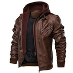 Men's Hooded PU Leather Jacket
