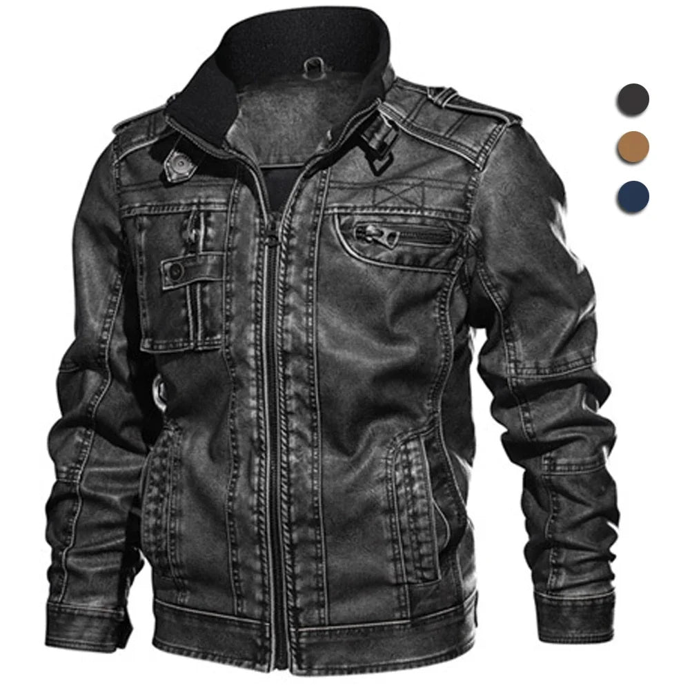 Men's Vintage Leather Biker Jacket