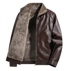 Men's Leather Biker Jacket Fleece