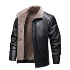 Men's Leather Biker Jacket Fleece