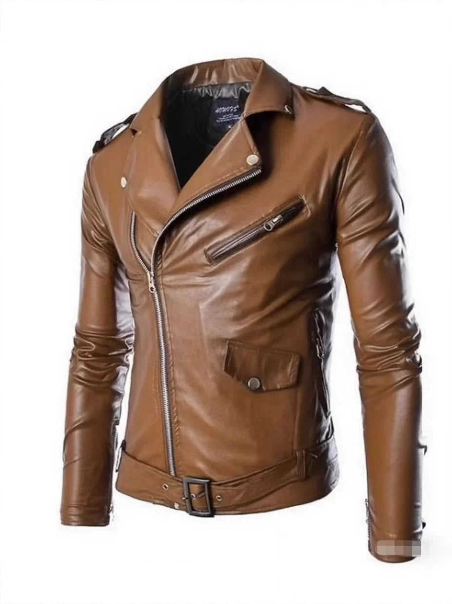 Men's Biker PU Leather Jacket