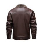 Men's Leather Biker Jacket Fleece