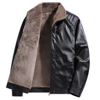 Men's Leather Biker Jacket Fleece