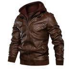Men's Hooded PU Leather Jacket