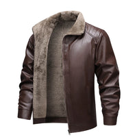 Men's Leather Biker Jacket Fleece