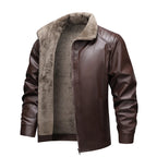 Men's Leather Biker Jacket Fleece