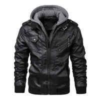 Men's Hooded PU Leather Jacket