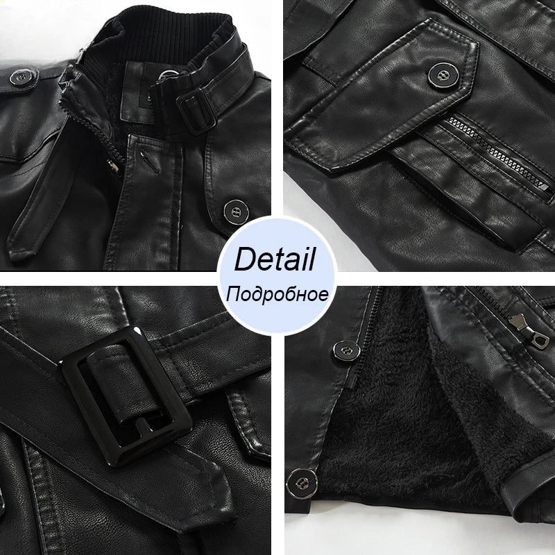 Men's Winter Fleece Leather Jacket